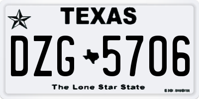 TX license plate DZG5706