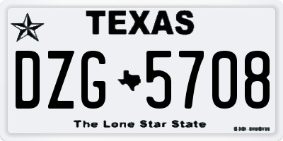 TX license plate DZG5708