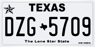 TX license plate DZG5709