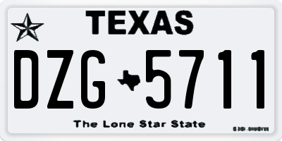 TX license plate DZG5711