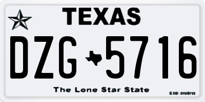 TX license plate DZG5716
