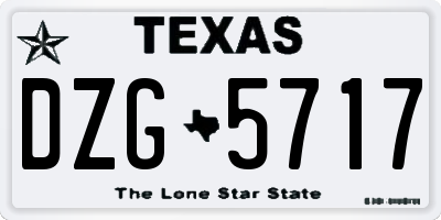 TX license plate DZG5717