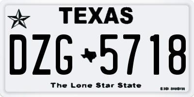 TX license plate DZG5718