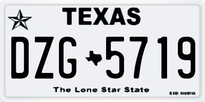 TX license plate DZG5719