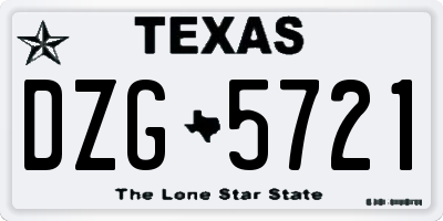 TX license plate DZG5721