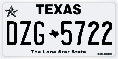 TX license plate DZG5722