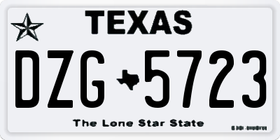 TX license plate DZG5723