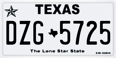 TX license plate DZG5725
