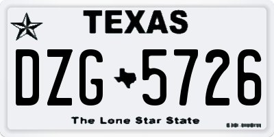 TX license plate DZG5726