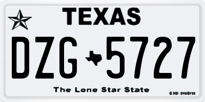 TX license plate DZG5727