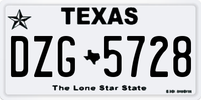 TX license plate DZG5728