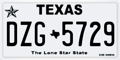 TX license plate DZG5729