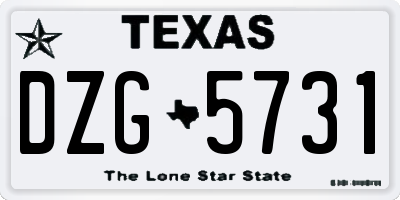 TX license plate DZG5731