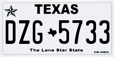 TX license plate DZG5733