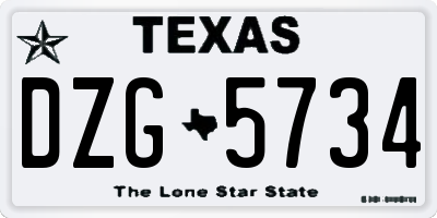 TX license plate DZG5734