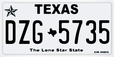 TX license plate DZG5735