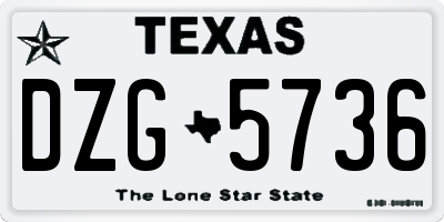 TX license plate DZG5736