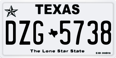 TX license plate DZG5738