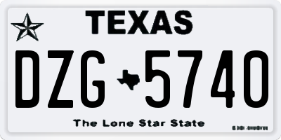 TX license plate DZG5740