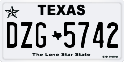 TX license plate DZG5742