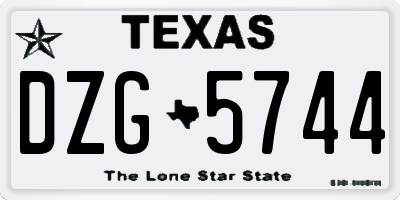 TX license plate DZG5744