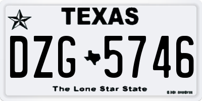 TX license plate DZG5746