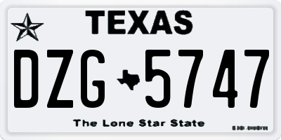 TX license plate DZG5747