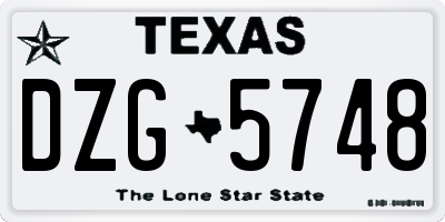 TX license plate DZG5748