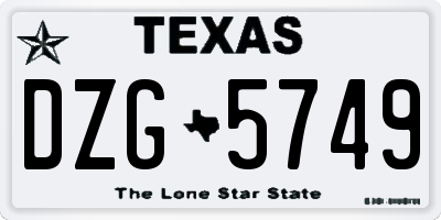 TX license plate DZG5749