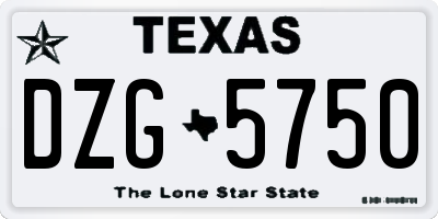 TX license plate DZG5750
