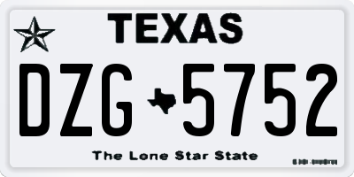 TX license plate DZG5752