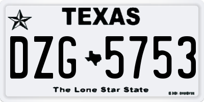 TX license plate DZG5753