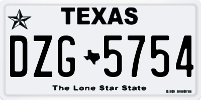 TX license plate DZG5754