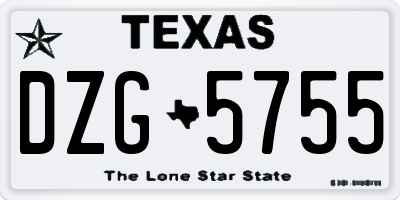 TX license plate DZG5755