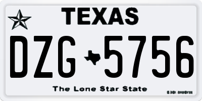 TX license plate DZG5756