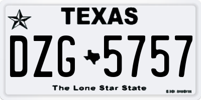 TX license plate DZG5757