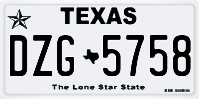 TX license plate DZG5758