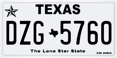 TX license plate DZG5760