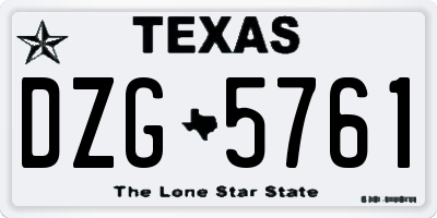 TX license plate DZG5761