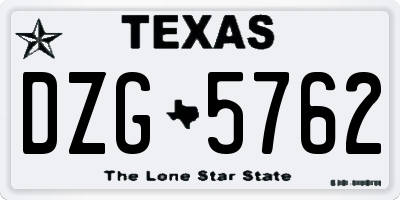 TX license plate DZG5762