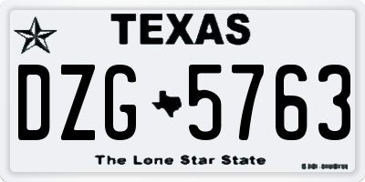 TX license plate DZG5763