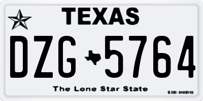 TX license plate DZG5764