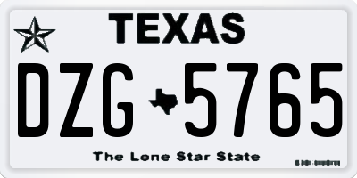 TX license plate DZG5765