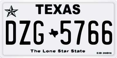 TX license plate DZG5766
