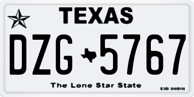TX license plate DZG5767