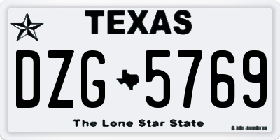 TX license plate DZG5769