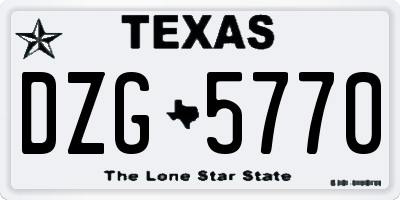 TX license plate DZG5770