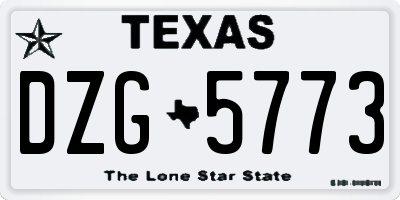 TX license plate DZG5773