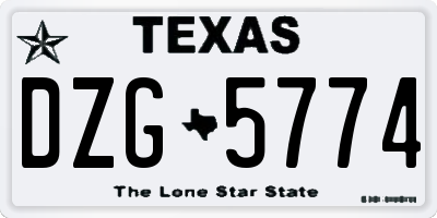 TX license plate DZG5774