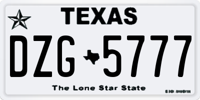 TX license plate DZG5777